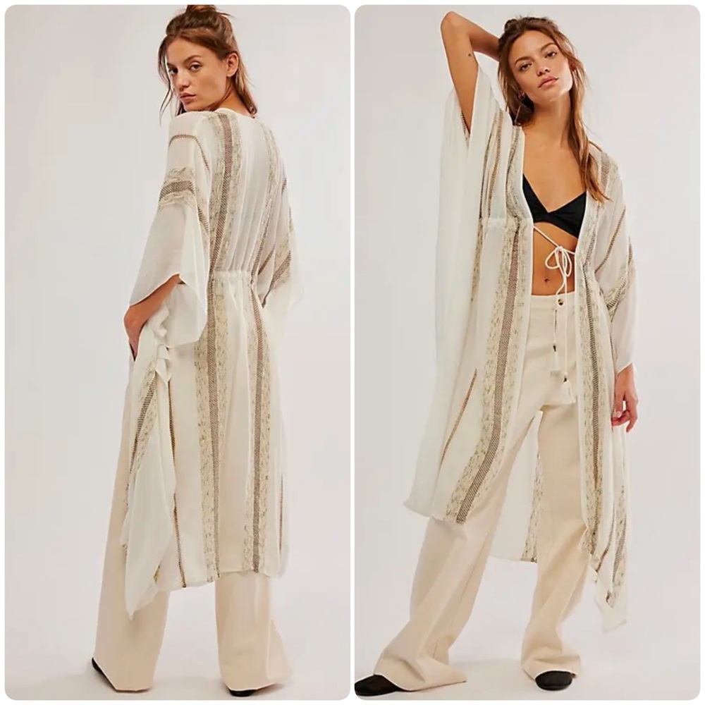 Free People emerald coast kimono ivory NWOT